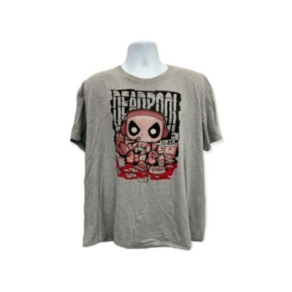 Mens Marvel POP Deadpool Short Sleeve T-shirt Red Size Adult XXL 2XL